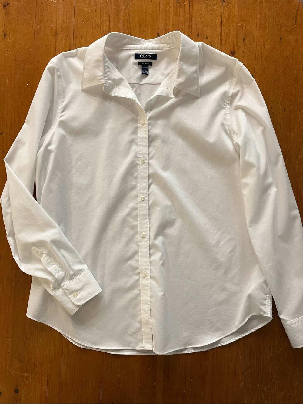 Chaps Perfect Crisp White Cotton Button Down Long Sleeve Shirt Preppy Classic